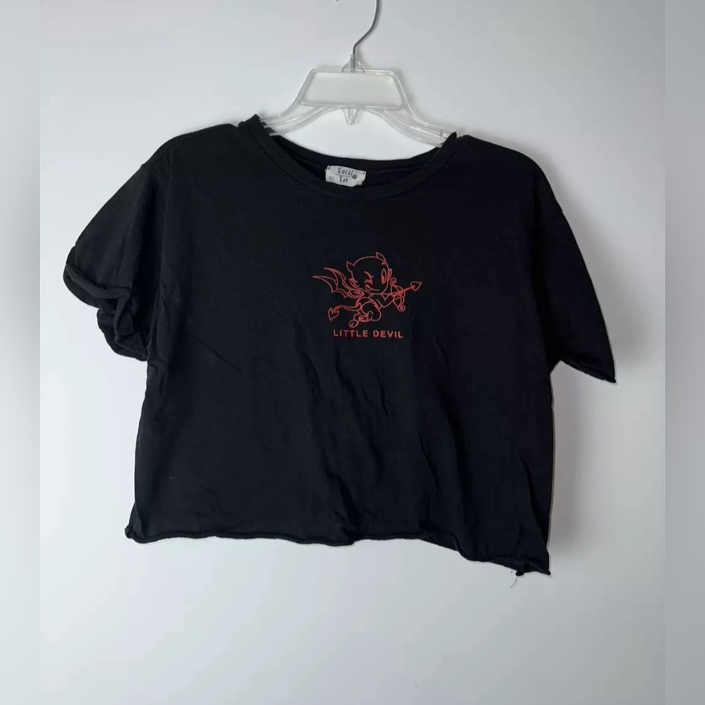Local Lab Little Devil Short Sleeve Crop T-Shirt Size L  -Black-
